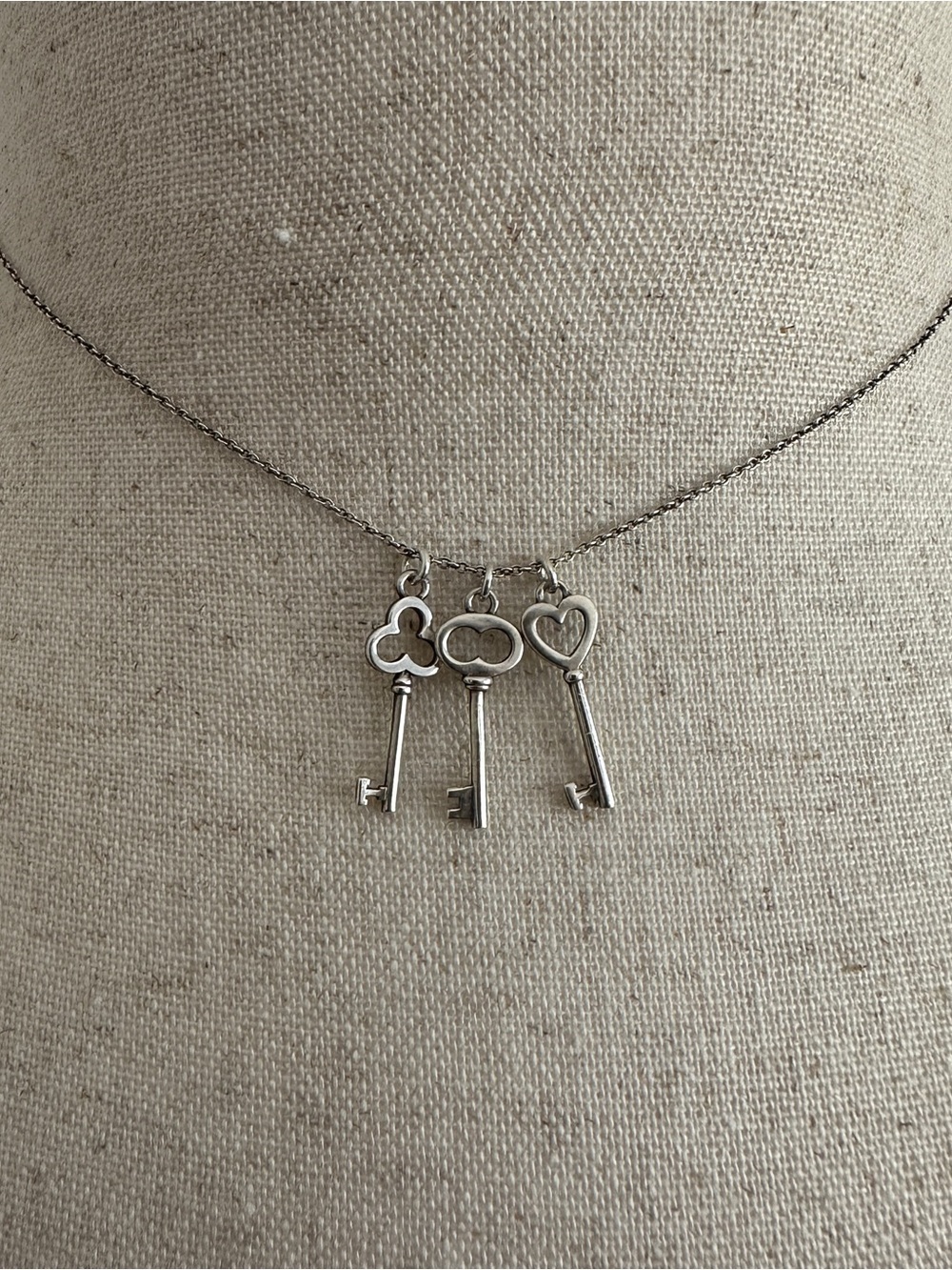 Tiffany & Co. Silver Three Key Charm Necklace